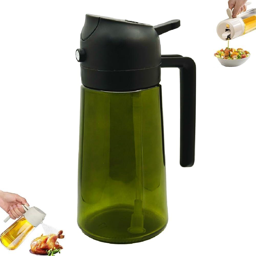 Kitchen Maiden 2 in 1 Oil Dispenser Oil Sprayer Bottle | Food Grade Oil Spray Bottle with Pour Spout for Cooking Baking BBQ Salad Air Fryer Kitchen Use, Multicolor
