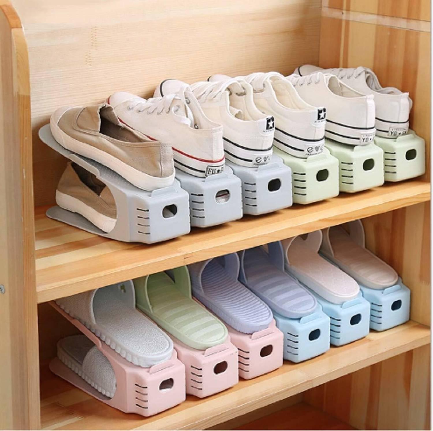 BBD Kitchen Shop Shoe Slots Organizer for Closet(Black, 12 Shelves, Pre-assembled) Plastic Shoe Stand