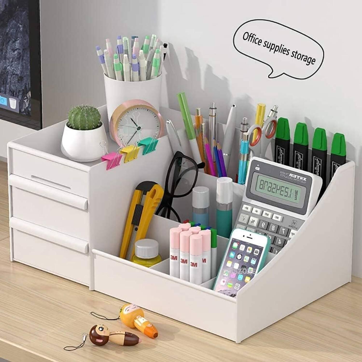 Dajienterprise 4 Compartments Stainless Steel Desk Rack Organizer