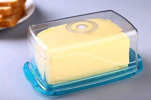 Butter Storage Box with Slicer - Airtight Plastic Butter Keeper Dish with Transparent Lid for Fridge, Easy Slice Butter Container Tray & Butter Dispenser for Kitchen & Restaurant(Multicolor)