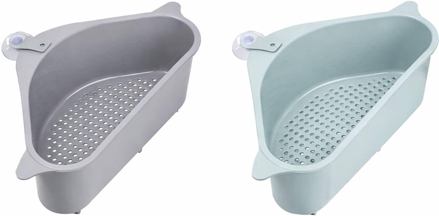 ShiviQ Organizer Sink Shelf Soap Sponge Drain Rack Vegetables Fruit Drain (Pack of 2) Plastic Fruit & Vegetable Basket