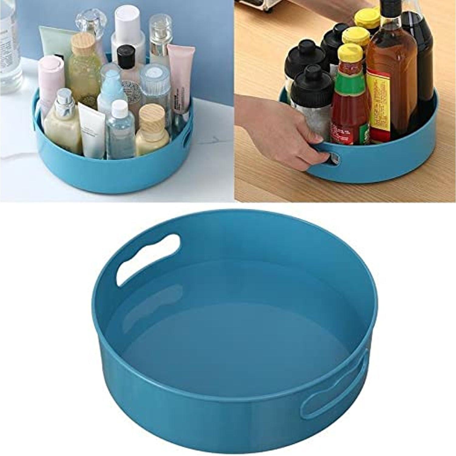 PremiumAV 360° Rotating Kitchen Organizer Trolley – Turntable Storage Tray for Spices, Condiments & Pantry Items – Space-Saving Rack