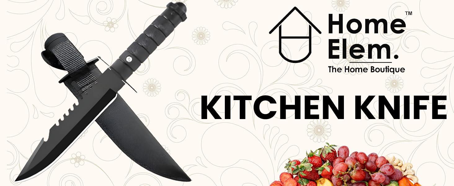 Kitchen Knife/Utility Knife with Cover for Kitchen and Home (Black, Pack of 1)