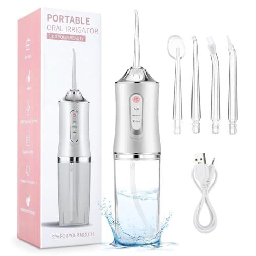 Portable Oral Irrigator Water Flosser – 3 Modes (Soft/Normal/Pulse) – USB Rechargeable Cordless Dental Cleaner with 4 Nozzles – Waterproof Teeth Cleaning Device for Home & Travel ((Modal-2))