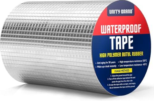 UB Unity Brand Super Strong Adhesive Waterproof tape Permanent Repair Roof Water Leakage Solution Rubber Foil Suitable for Roof Leak, surface Crack, Window Sill Gap, Boat Sealing, Tank Leak (10CM*5M)