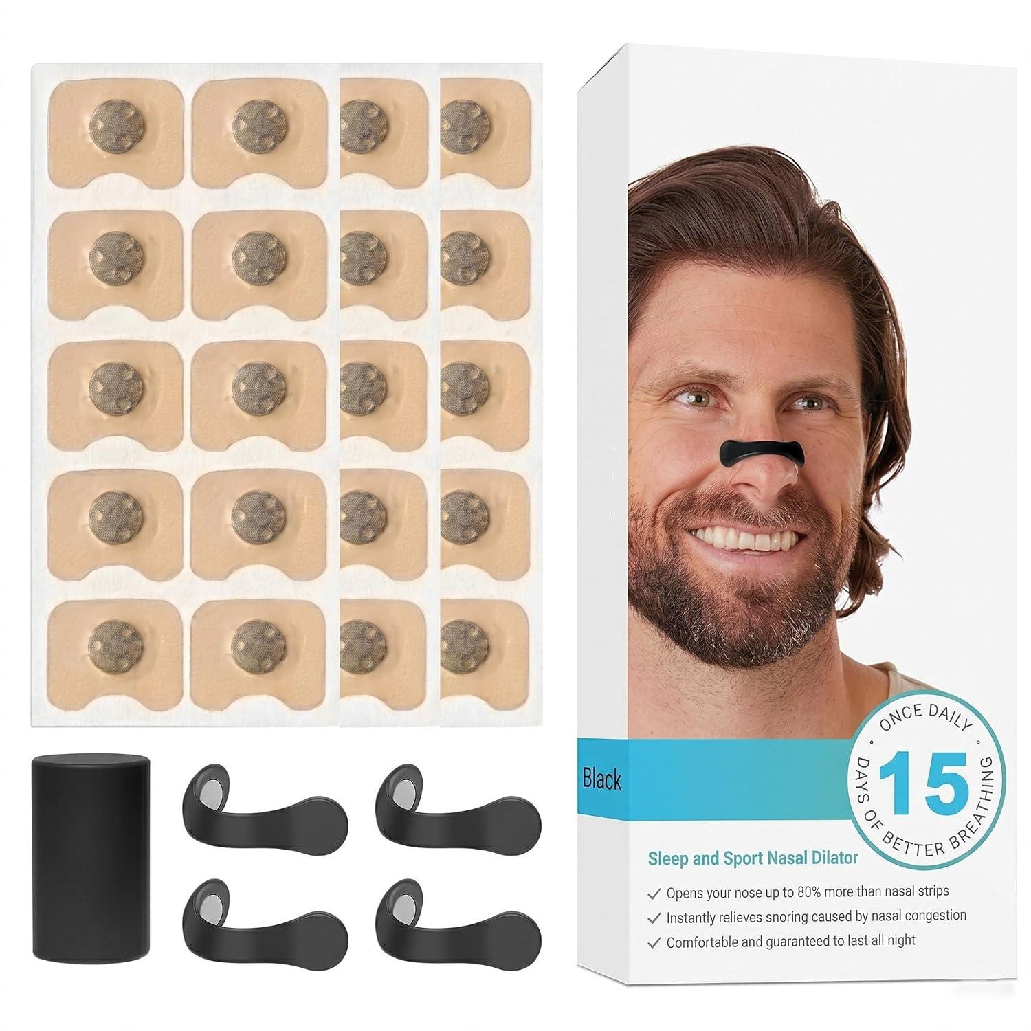 Magnetic Nose Strips for Breathing | Anti Snoring Nasal Dilator Clip for Men & Women | Instant Snoring Relief | Reusable Nasal Strips | Better Sleep & Sport Breathing Aid