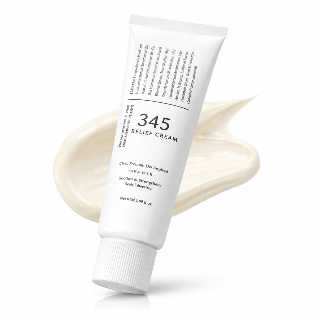 345 Relief Cream for Sensitive Skin Daily Hydrating Face Moisturizer Lightweight Non Greasy Barrier Care Cream for Dry Irritated Redness Prone Skin