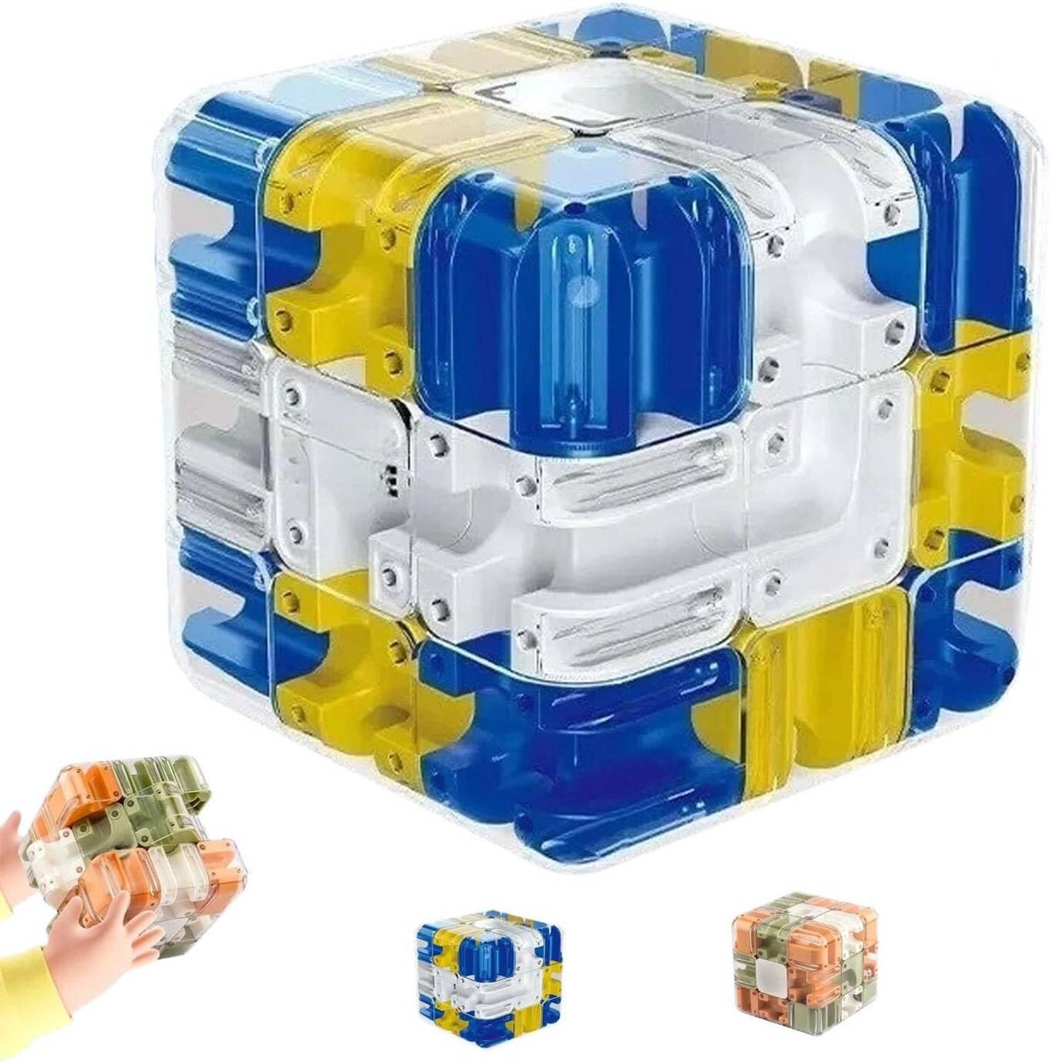 BIYALI 3D Rolling Ball Maze Cube, Large Labyrinth 3D Puzzle Marble Maze Cube