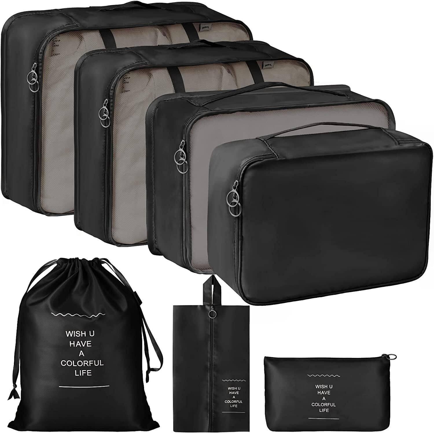 Gomnik 7 Set Packing Cubes Luggage Organizers With Travel Suitcases Accessories Bag Travel Toiletry Kit