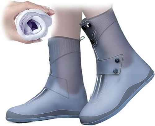 (1Pair Waterproof PVC Outdoor Rain Boot Shoe Cover- Foldable & Store-Reusable Rain Shoe Covers - Thick Abrasion Resistant Anti-Slip Shoe Cover - Kids for Men and Women (XL) Multicolor
