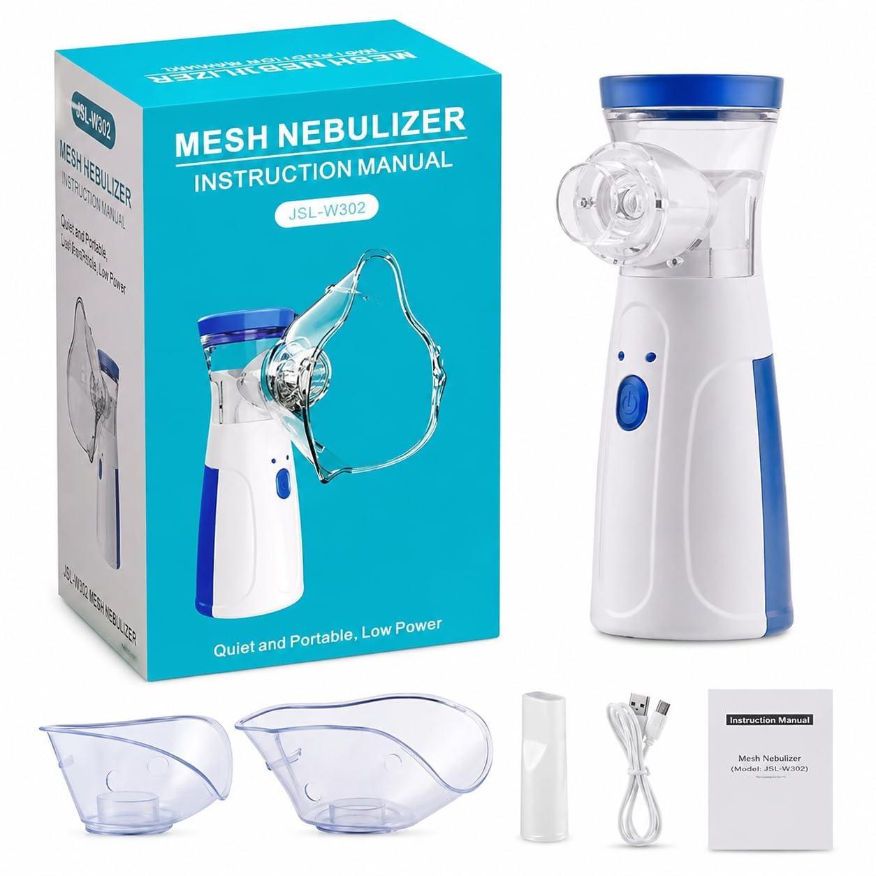 Nebulizer Portable Mesh Nebulizer Machine for Adults & Kids | Silent, Compact & Powerful Inhaler | Fast Relief for Cough, Cold, Asthma & Bronchitis | Handheld Vaporizer with Mask for Travel & Home Use”
