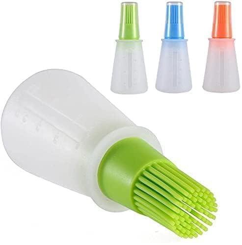 Silicone Heat Resistant Oil Brush Set with Spatula | Silicone Cooking Oil Bottle Basting Brush for Kitchen, Pastry, Grilling & Baking