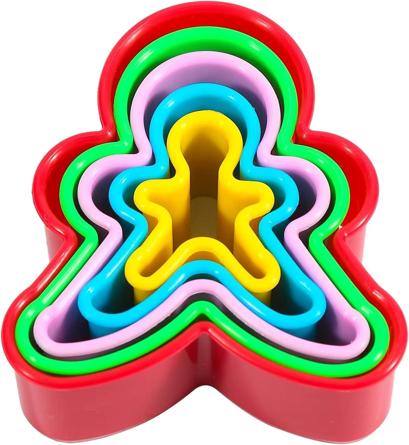 Bake House Gingerbread Man Shape Cookie Cutters,Biscuit Cutters and Fondant Cake Cutters, Set of 5 PCS, Assorted Color