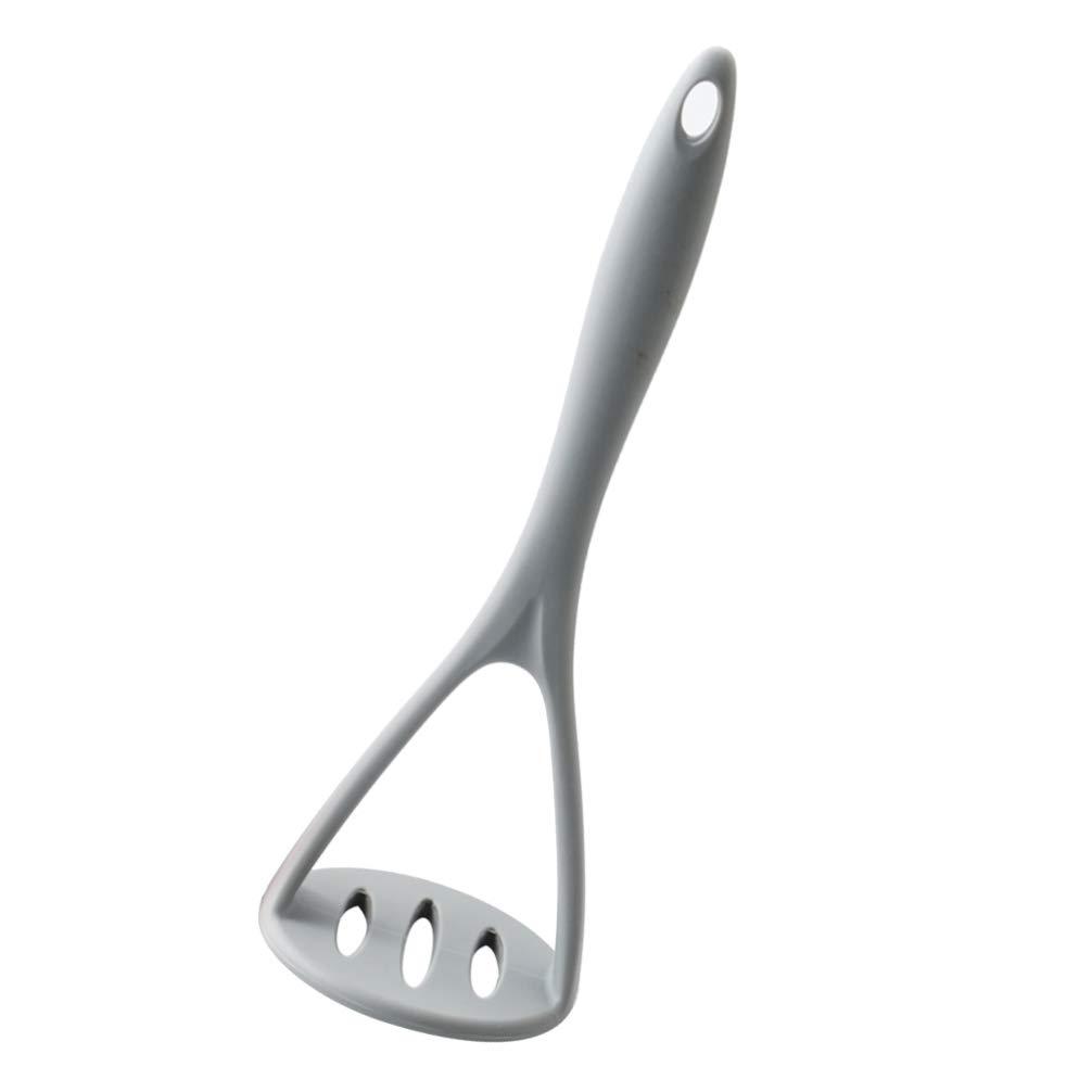 YARNOW Potato Masher Silicone Coated Non Scratch Cookware for Potatoes Vegetable Fruits Masher Hand Tool Grey