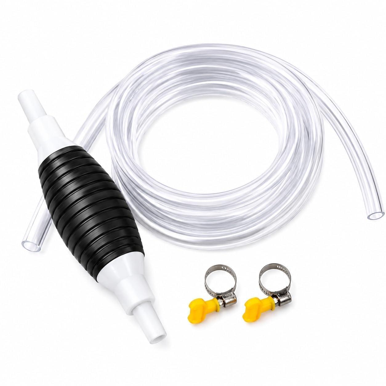 Fuel Transfer Pump Manual Siphon Pump for Liquid Transfer, Hand Operated Fuel Pump with Flexible Hose for Petrol Diesel Water Oil and Other Compatible Liquids, Portable Fluid Transfer Pump