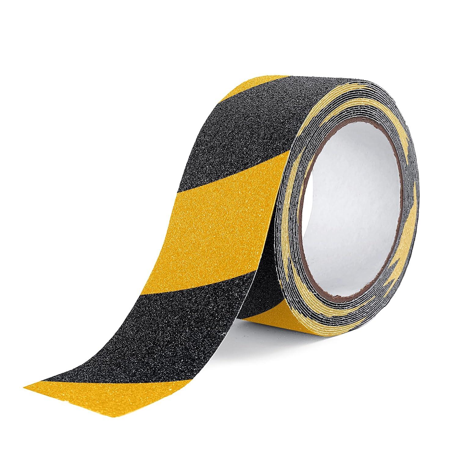 Anti Slip Tape Yellow with Black Stripes High Adhesion and Waterproof Non Slip Traction Tape No Residue Removal for Outdoor Stairs Tiles Shower Bathtub Steps (1)