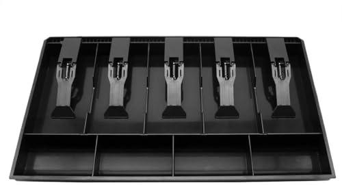 Cash Drawer – 7 Slot (4 Bill, 3 Coin) Cash Tray Organizer for Shops | Portable cash counter | ABS Plastic Manual Money Box (Black, Medium, 13.1 x 1.4 x 9.8 in) (7 Slot (4 Bill, 3 Coin))