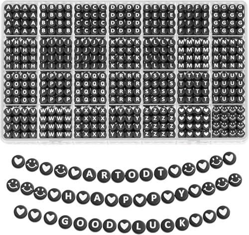 Bracelets Making Kit Pink Clay Beads Kit for Bracelets Making, Polymer Heishi Beads for Jewelry Making, Friendship Bracelet Kit for Girls Adults, Spacer Pearl Beads for Necklace Earring DIY (White & Black)