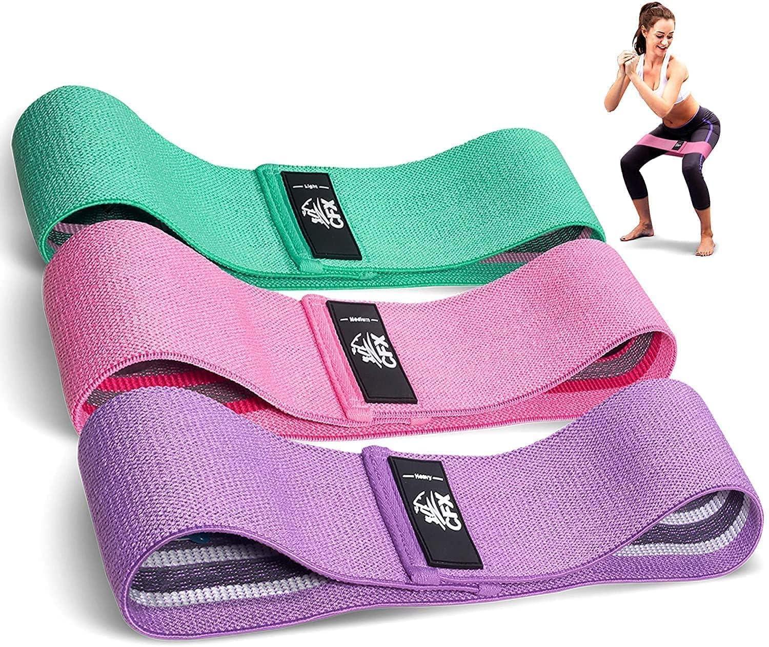 KYLEN Fabric Resistance Loops – Set of 3 Non-Slip Exercise Bands for Glutes, Legs, HIPS – Workout Bands for Home, Gym, Yoga, Pilates (Men & Women)