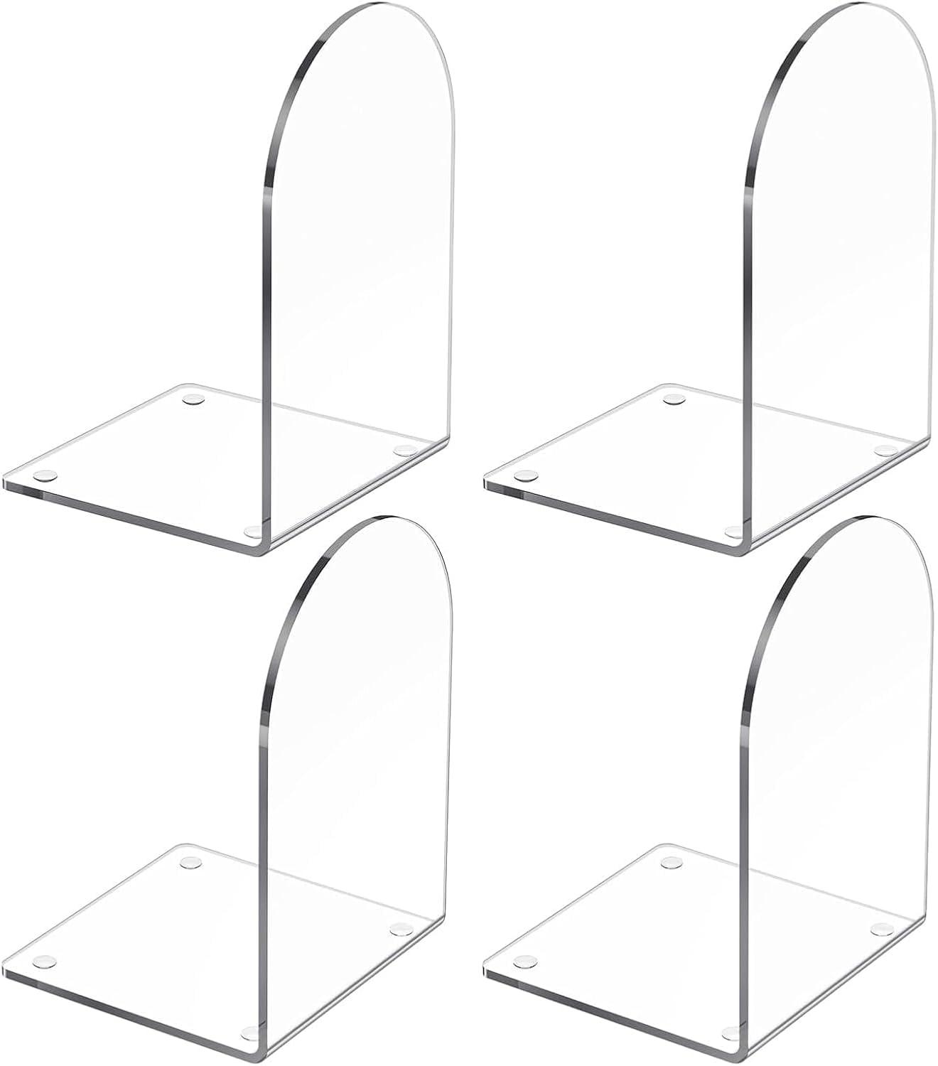 2 pcs Clear BookEnds for Heavy Books,Acrylic Book Shelf Organizer for Desk,Plastic Heavy Duty Book Holders Stand and Invisible Bookshelf Dividers Decorative,Suitable for Office Home