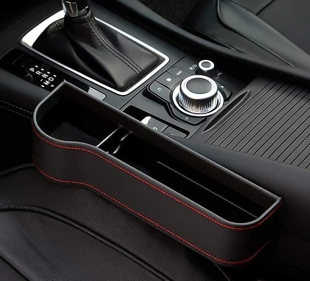 Car Seat Gap Filler Organizer, Multifunctional Car Seat Organizer, Auto Console Side Storage Box with Cup Holders, Seat Hooks for Drink, Car Organizer Front Seat for Holding Phone (1 Pcs)