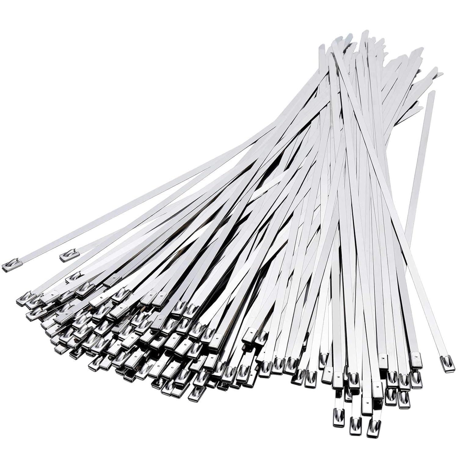 Metal Cable Zip Ties Heavy Duty 12 Inch, Cable Ties Suitable in machinery, vehicles, farms, pipes, roofs,cables, In-Outdoor binding 25 PCS