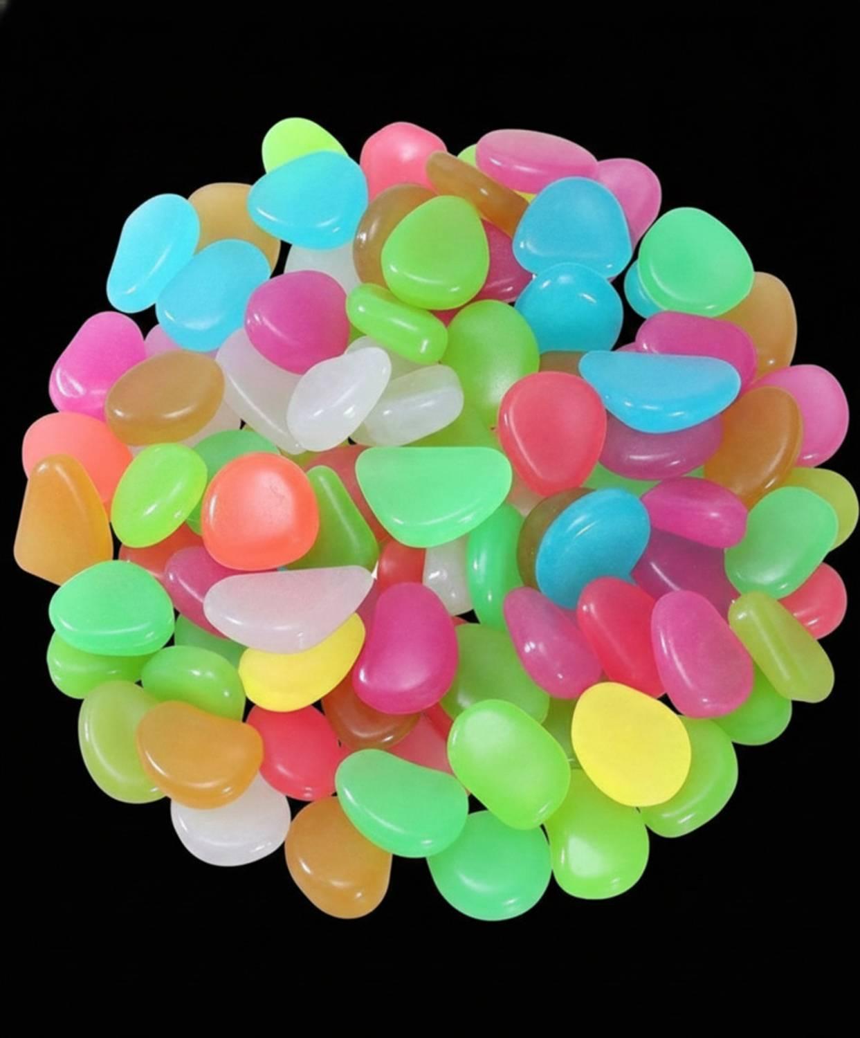 MAPESTAR Glow in The Dark Stone 300 PCS Luminous Pebbles Glowing Stone for Garden Polished Angular Plastic Pebbles