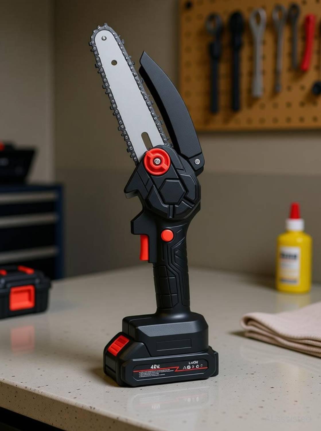 DeoDap Cordless Mini Electric Chainsaw with Rechargeable Battery (1 Set) Cordless Mini Electric Chainsaw | Handheld Power Chainsaw | Rechargeable Battery Cordless Chainsaw