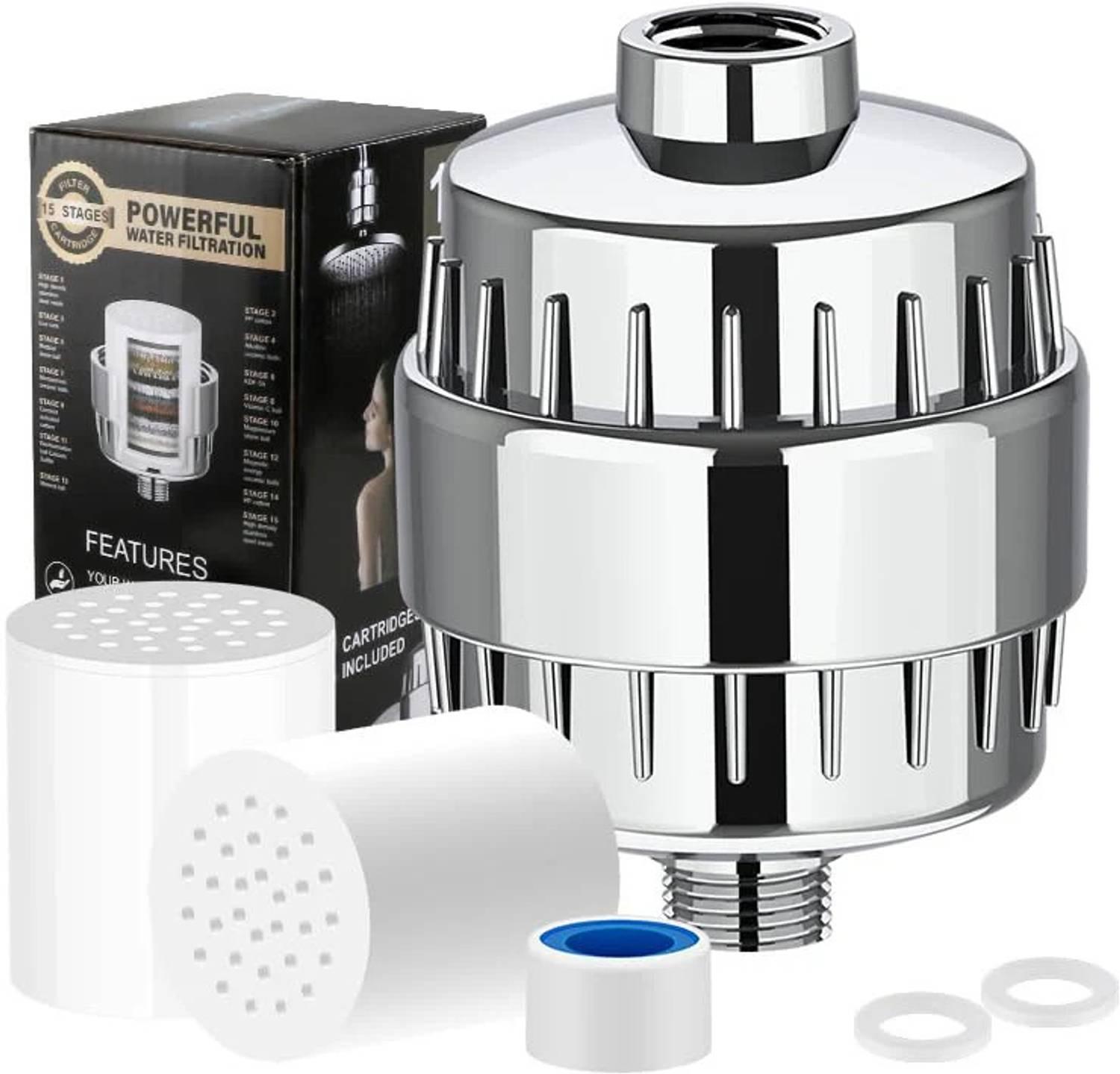 AQUAPINE Shower & Tap filter for hardwater 15 stage Water Softener for Bathroom & KITCHEN Tap Mount Water Filter