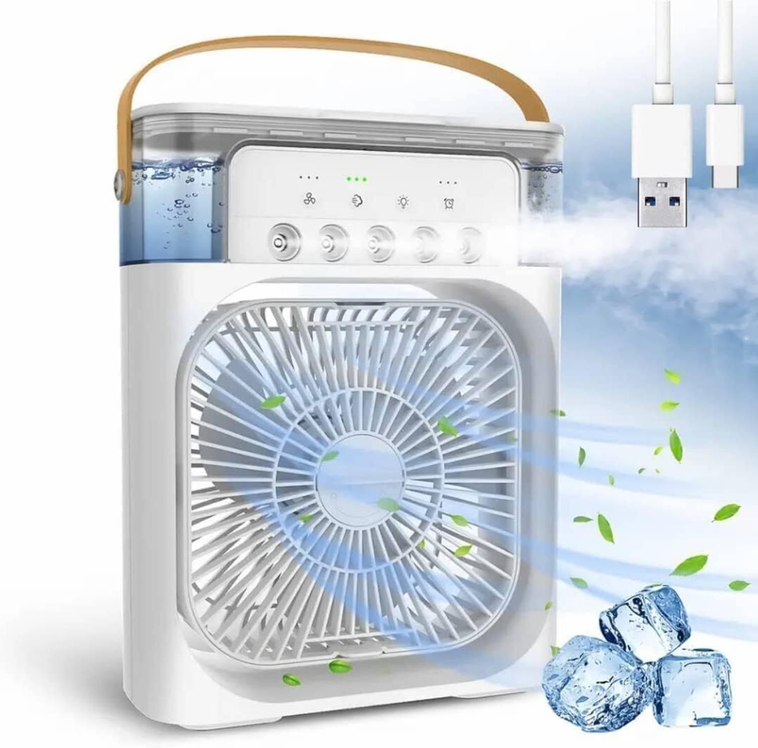 WeProve 3-in-1 Portable Mini AC Cooler Fan with Humidifier & LED Light Cooling Fan Processor Cooler