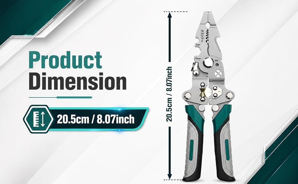 18-in-1 Wire Stripper Tool for Electricians | Heavy Duty Stainless Steel Wire Cutter, Crimping & Multi Function Pliers with Rubber Grip | Foldable Electrical Hand Tool