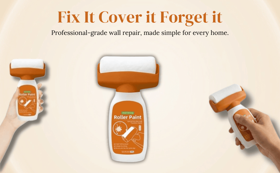 500g Wall Repair Paint Roller Paste with Small Roller Brush – Portable Wall Patching Paste & Latex Paint for Touch-Up, Covering Stains, Graffiti & Scratches, Quick-Drying DIY.