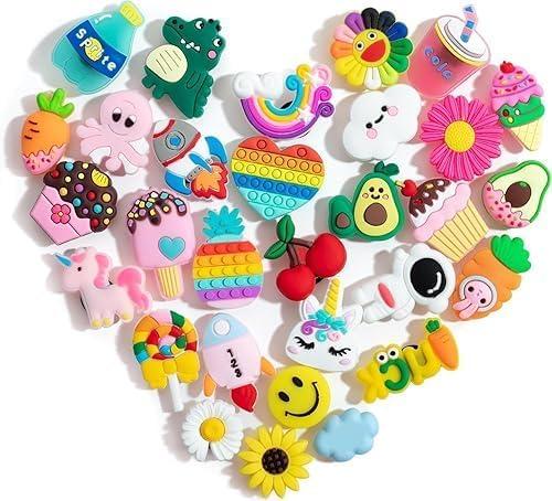 30PCS Croc Charms for Crocs – Fun Shoe Decoration Accessories for Kids, Teens & Adults – Cute Cartoon Shoe Charms for Boys & Girls – PVC Waterproof Plug-in Style