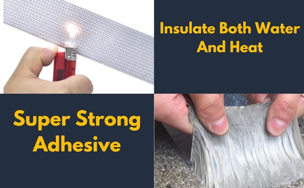 Leakage Repair Waterproof Tape for Pipe Leakage Roof Water Leakage Solution Aluminium Foil Tape Waterproof Adhesive Tape Sealing Butyl Rubber Tape for Surface Crack, Pipe
