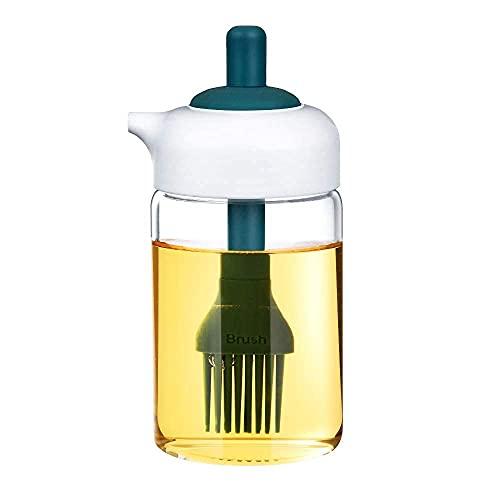 Borosilicate Glass Food Storage Jar With Brush For Ghee, Butter, Oil & Stoppers,Oil Storage Bottle Container With Brush For Kitchen(1 Pcs/Small) (Update Model), Blue