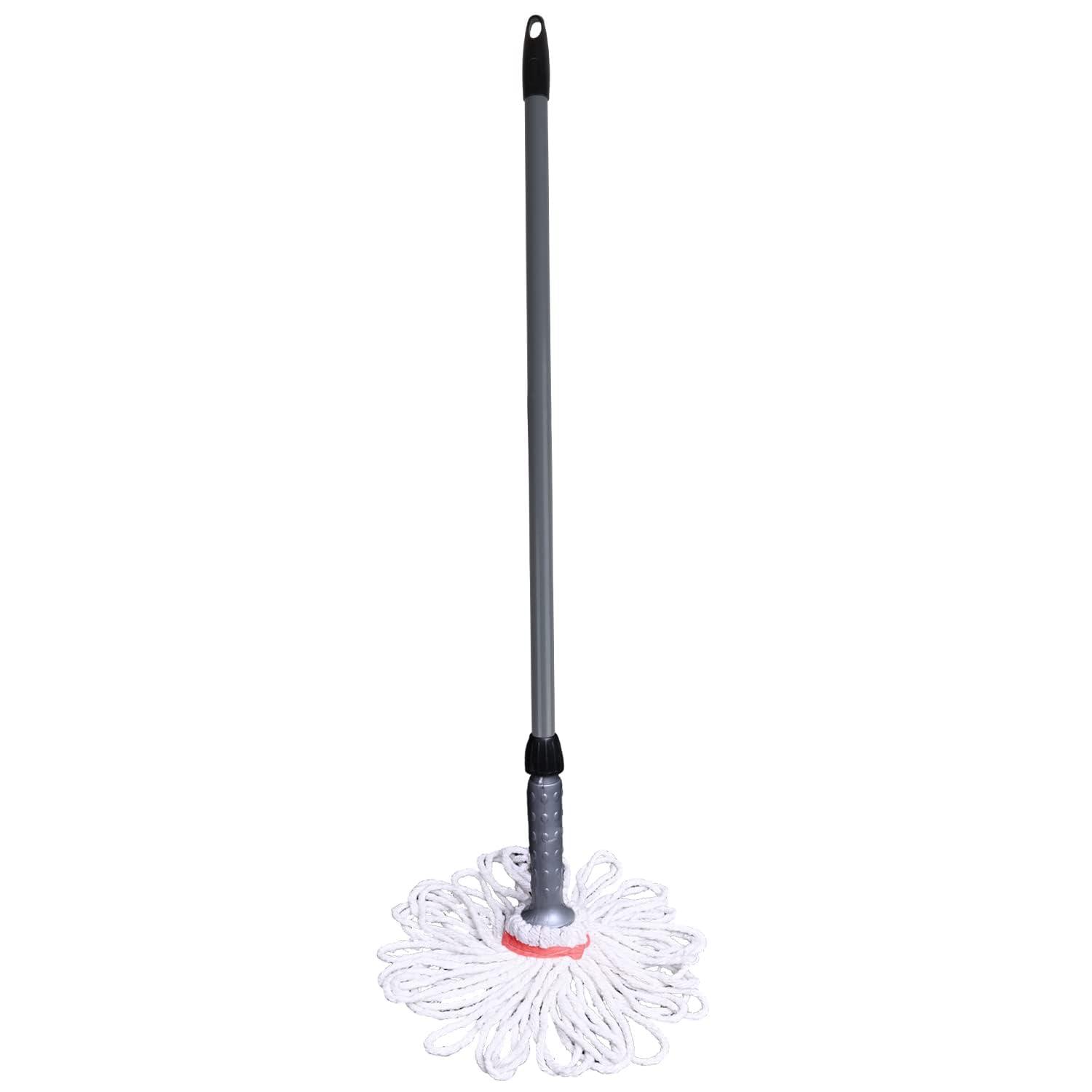Pivalo Easy Twist Mop Long Extended Handle Wet Mop Poly Cotton Head Home Office Use for Hardwood Tile Cement Floor- (Random Color, Pack of 1)