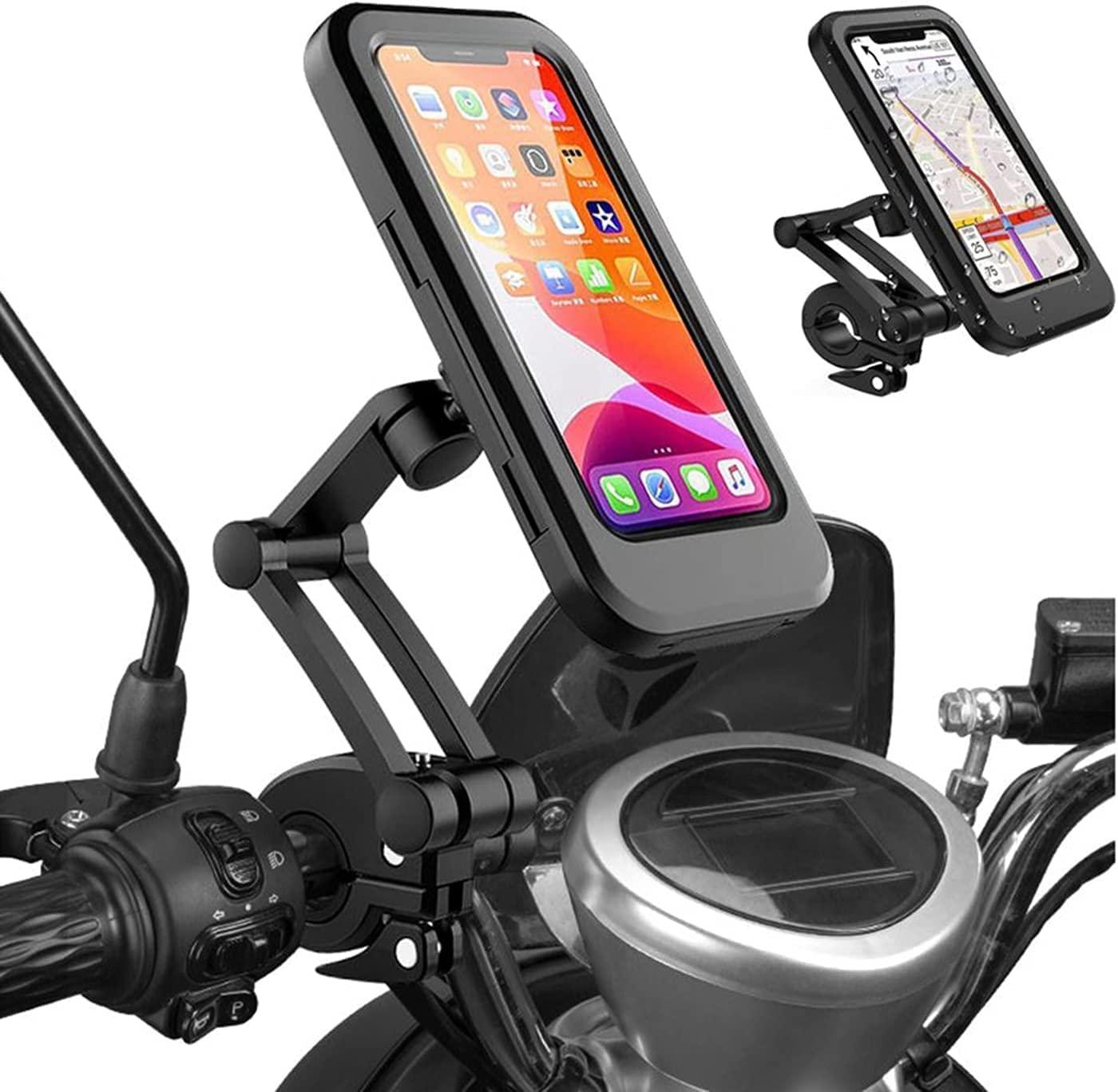 1 Waterproof Bike Mobile Holder with 360° Rotation, Anti-Shake Firm Lock, Touch Screen Compatible Bicycle Phone Mount for 4.7–7.2 Inch Smartphones, Universal Handlebar Stand for GPS Navigation