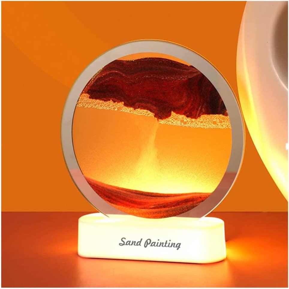 Luteti Moving Sand Art Table Lamp, Moving Sand Art Picture Sandscapes with LED Light 3D Deep Sea Motion Display Table Lamp Flowing Sand Painting Night Light Home Office Desk Lamp Decor (Multi)