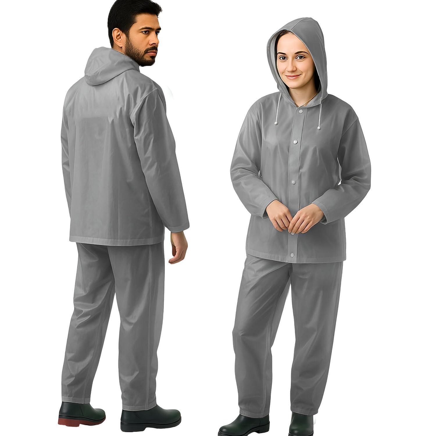Men's Waterproof PVC Rain Suit with Hood, Jacket & Pant Set, Lightweight, Water & Wind Resistant, MULTI COLOR