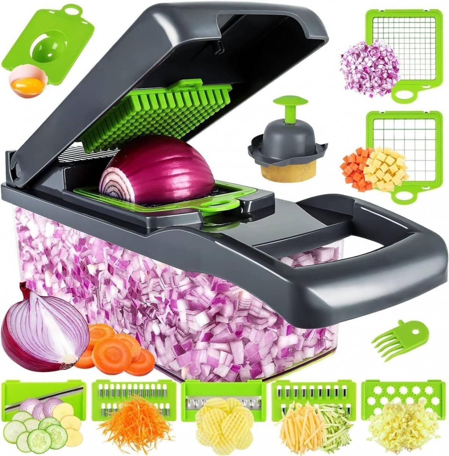 Wagster by Wagster 14 in 1 Food Chopper Onion Chopper Vegetable Slicer Dicer Cutter Tool Vegetable & Fruit Chopper