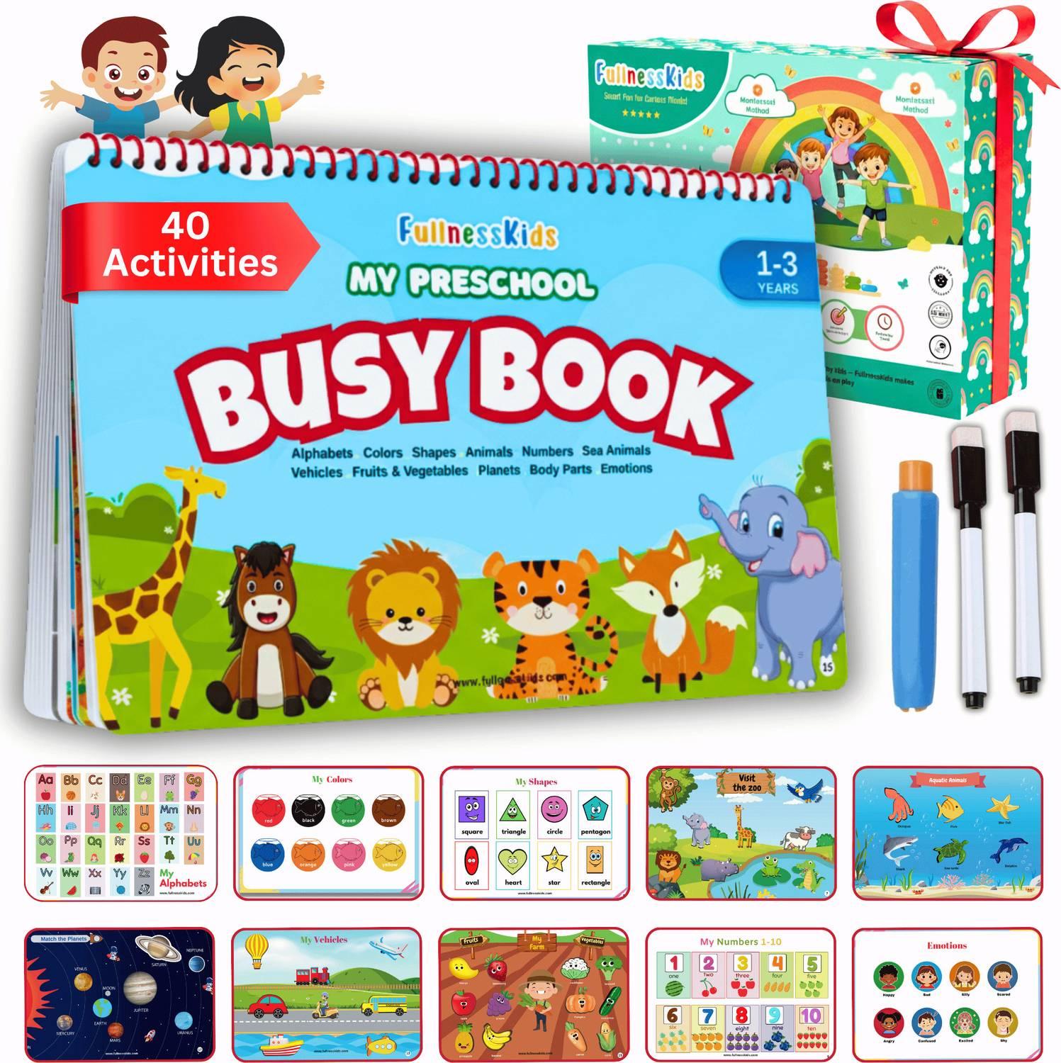 Fullness Kids Busy Book for Toddlers 1-3| 40 Activities | Montessori busy book