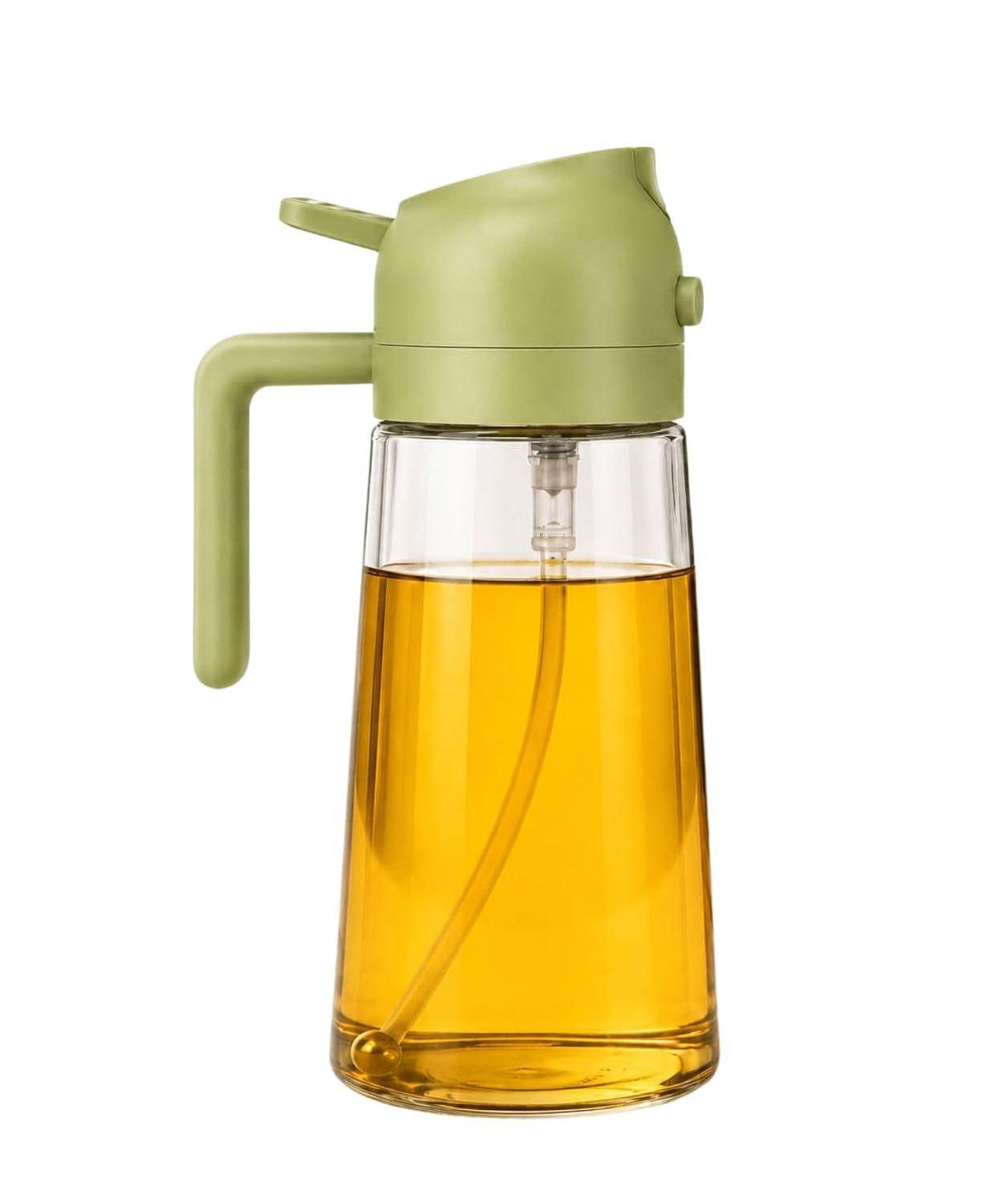 3 in 1 Oil Dispener Sprayer and Pourer Bottle Multipurpose Olive Oil Dispenser with Fine Mist Spray Leakproof Design for Kitchen Cooking Roasting Grilling and Salad