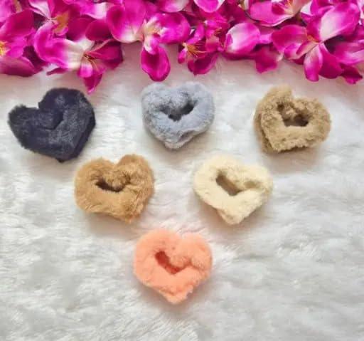 SK Emporium Fluffy Heart Hair Claw Clips for Women & Girls | 10-Piece Soft Plush Hair Clutcher Set | Cute & Cozy Furry Hair Accessories | Strong Grip Multicolor Stylish Hair Clips (Pack of 10)