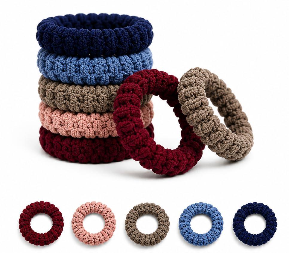 Clyra Elastic Hair Rubber Bands for Women & Girls | Soft Knitted Hair Ties | Strong Hold No Damage Ponytail Holders | Stretchable Daily Use Hair Accessories (Multicolor Pack of 10)