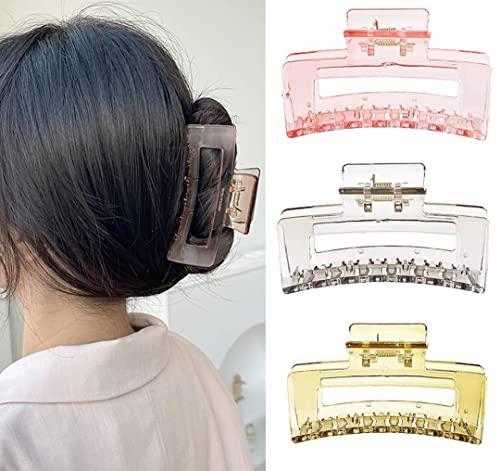ANNACREATIONS 6 Pcs Korean Style Plastic Large Hair Claw Clips Non-Slip Strong Hold Jaw clip for Thick Thin Multicolor Hair Clutches Hair Accessories for Women & Girls