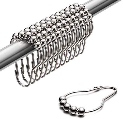 Stainless Steel Curtain Hooks, Shower Curtain Hooks Rings for Bathroom Shower Rods Curtains-Set of 12