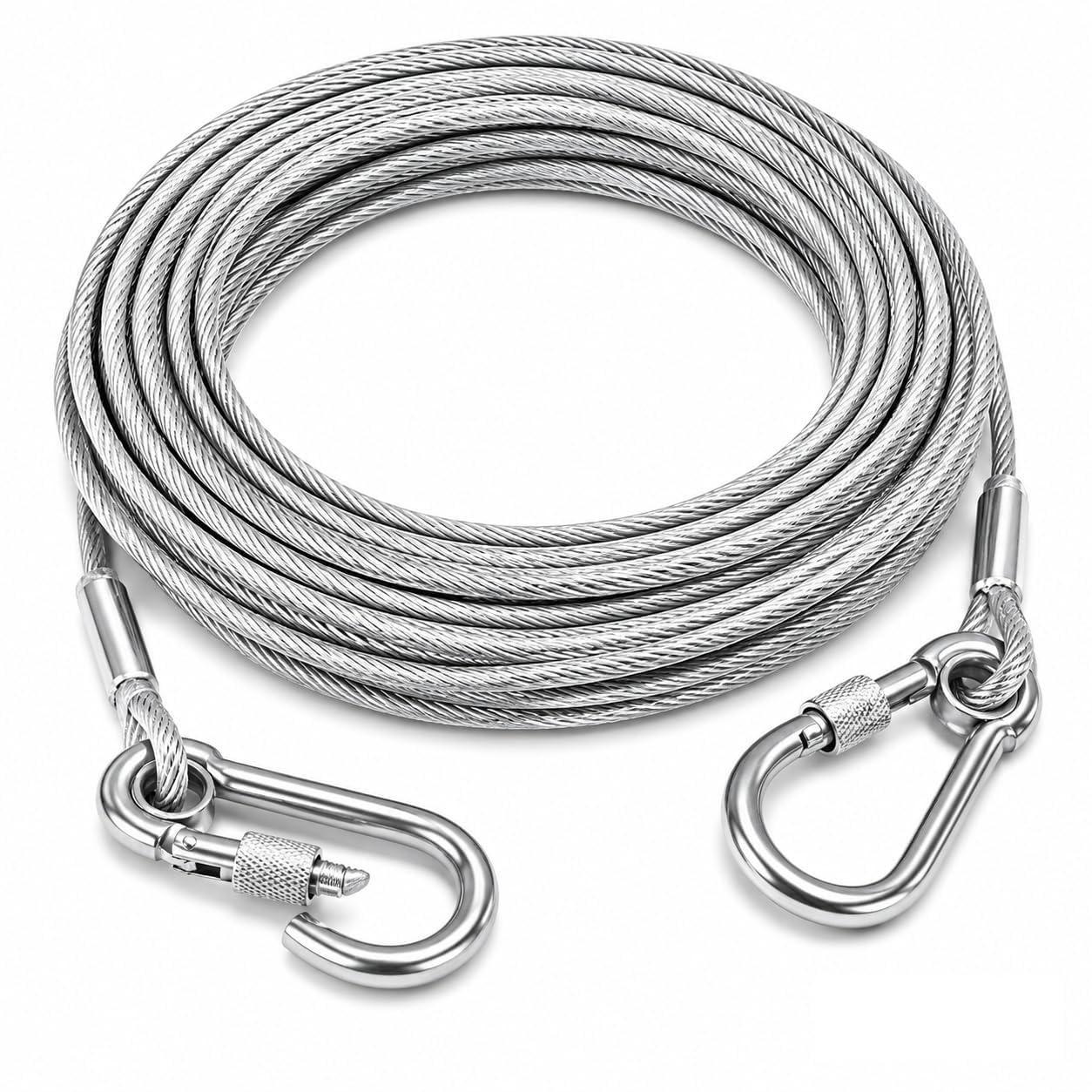 10 Metre Heavy-Duty Stainless Steel Clothesline Rope | Rust-Resistant Steel Cloth Drying Wire with Carabiner Hooks | Strong Dori for Balcony, Bathroom, Terrace, Indoor & Outdoor Use