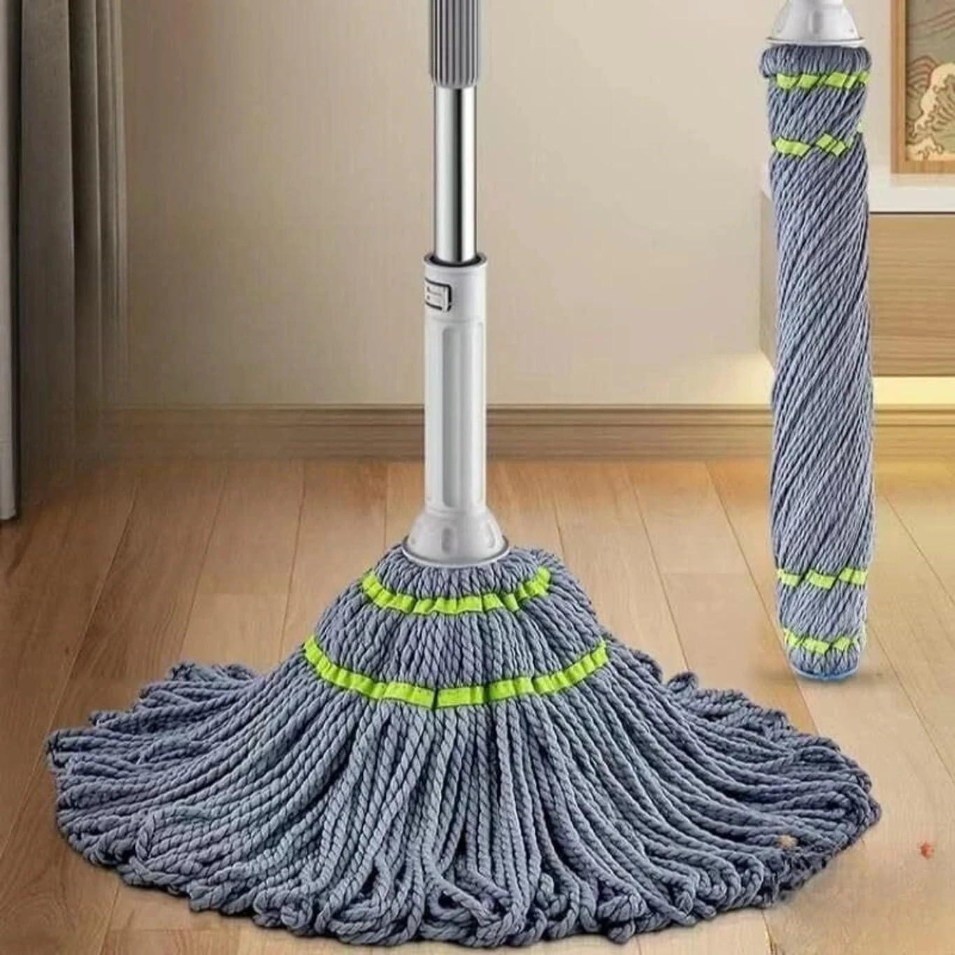 Microfiber Floor Cleaning Mop | Twist Spin Wet & Dry Mop with Stainless Steel Handle | Super Absorbent