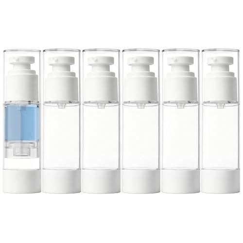 Wooeden Stick 6 Pack 30ml Airless Pump Bottles Travel Lotion Cream Foundation Cosmetic Bottles with Labels Wooeden Stick