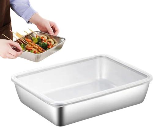 Stainless Steel Food Storage Tray with Lid | Reusable, Leakproof Meal Container, BPA-Free, Dishwasher Safe, for Lunch, Fridge, or Leftovers (1)